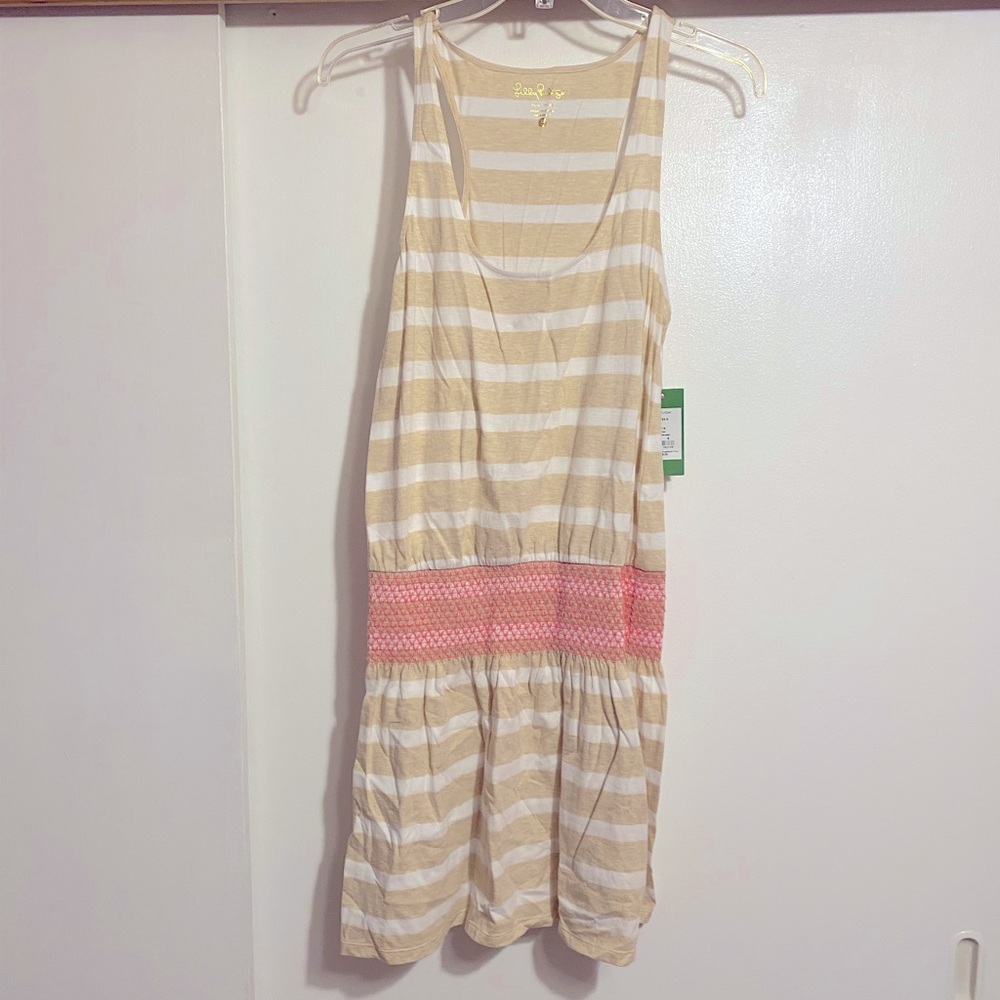 Tan and white striped Lilly dress
